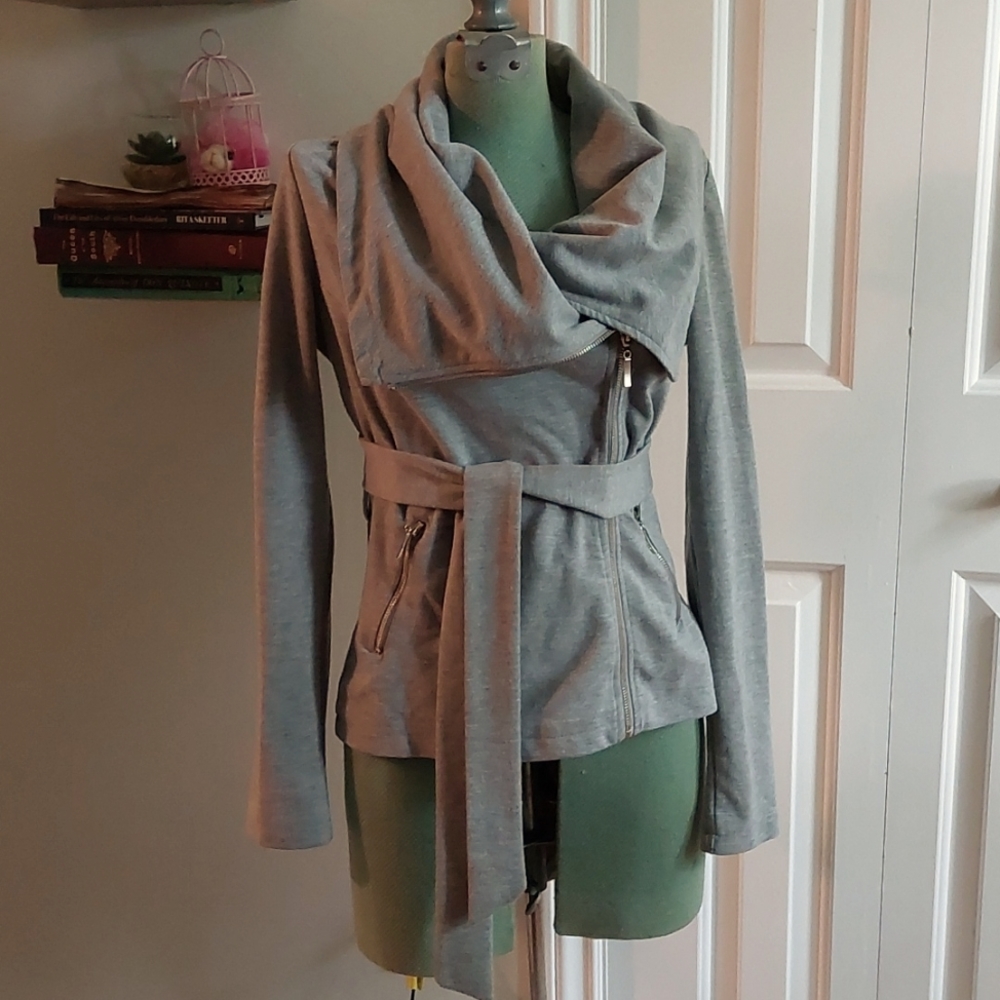 Grey wrap sweater
